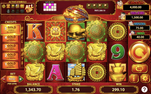 A screenshot of the 88 Fortunes slot with the Free Spins activated.